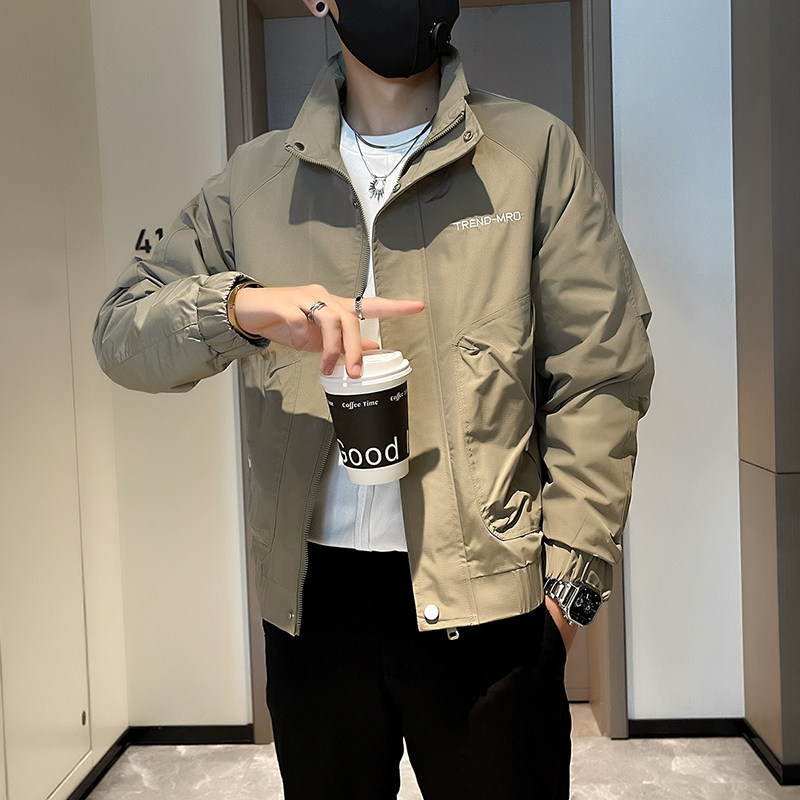 秋装外套男款爆款2024新款修身立领夹克衫春装男士潮牌休闲上衣服