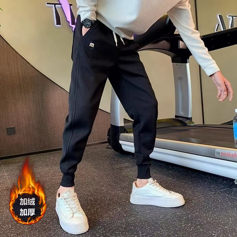 加绒加厚卫裤男士秋冬款潮牌休闲运动裤2025新款爆款束脚长裤子潮