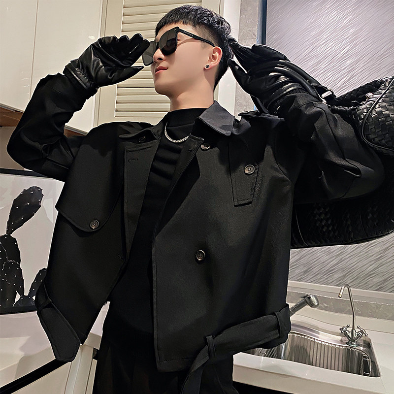 西装风衣短款夹克男士春秋潮牌翻领休闲外套男装高级感痞帅上衣服