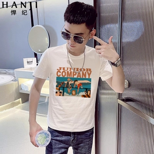 印花短袖t恤男士夏款2025新款爆款半袖衫男生夏装潮牌体恤上衣服