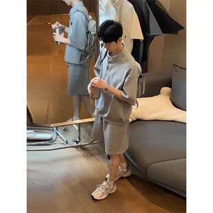 2025夏季新款时尚休闲运动短袖套装男款痞帅百搭高级感穿搭两件套