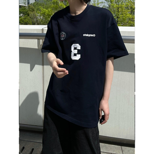 黑色字母刺绣短袖t恤男款美式复古夏季圆领重磅短袖运动半袖上衣