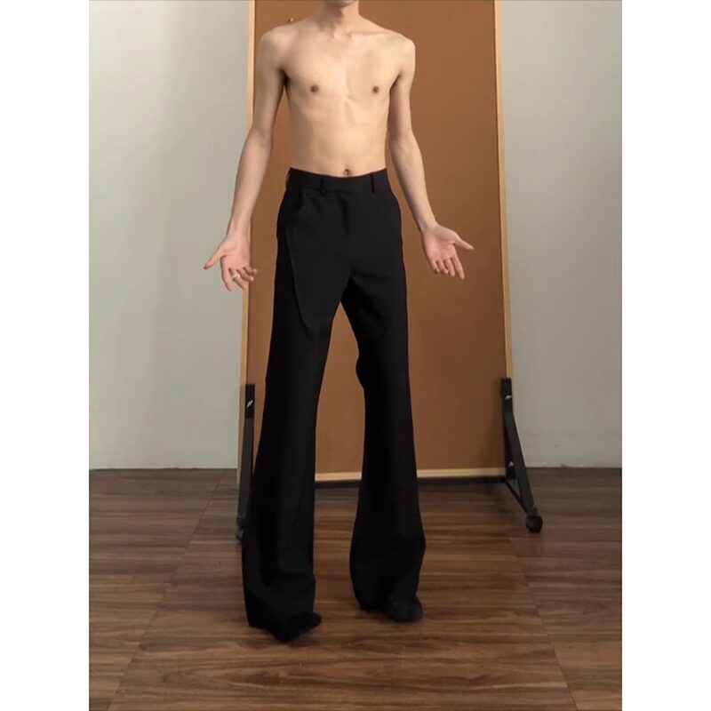 2025新款黑色褶皱微喇叭裤潮牌高腰修身显瘦裤子直筒美式垂感西裤