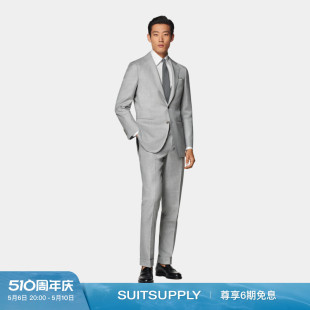 四季 套装 西装 SUITSUPPLY浅灰色S140支羊毛西服修身 商务男士 款