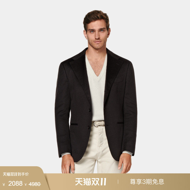 奥莱SUITSUPPLY深棕色山羊绒西服外套宽松慵懒商务男士西装上衣