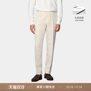 25秋冬新品 SUITSUPPLY浅棕色亚麻棉混纺商务长裤