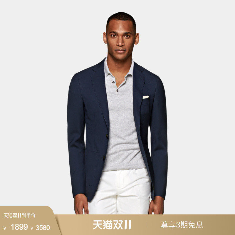 奥莱SUITSUPPLY藏青色羊毛西服男士西装上衣