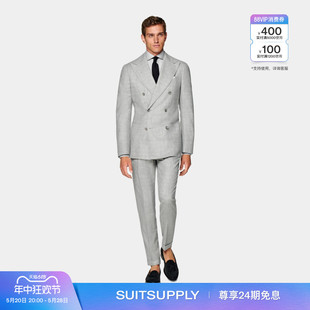 双排扣西装 套装 男士 SUITSUPPLY西服浅灰色羊毛羊绒混纺修身