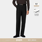 SUITSUPPLY黑色莱赛尔混纺直筒阔腿男士 长裤