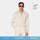 26春夏新品 SUITSUPPLY沙砾色棉混纺Polo针织衫