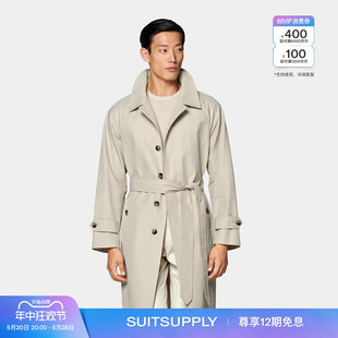 束腰风衣外套商务正式 春季 Headington浅棕色棉男士 SUITSUPPLY