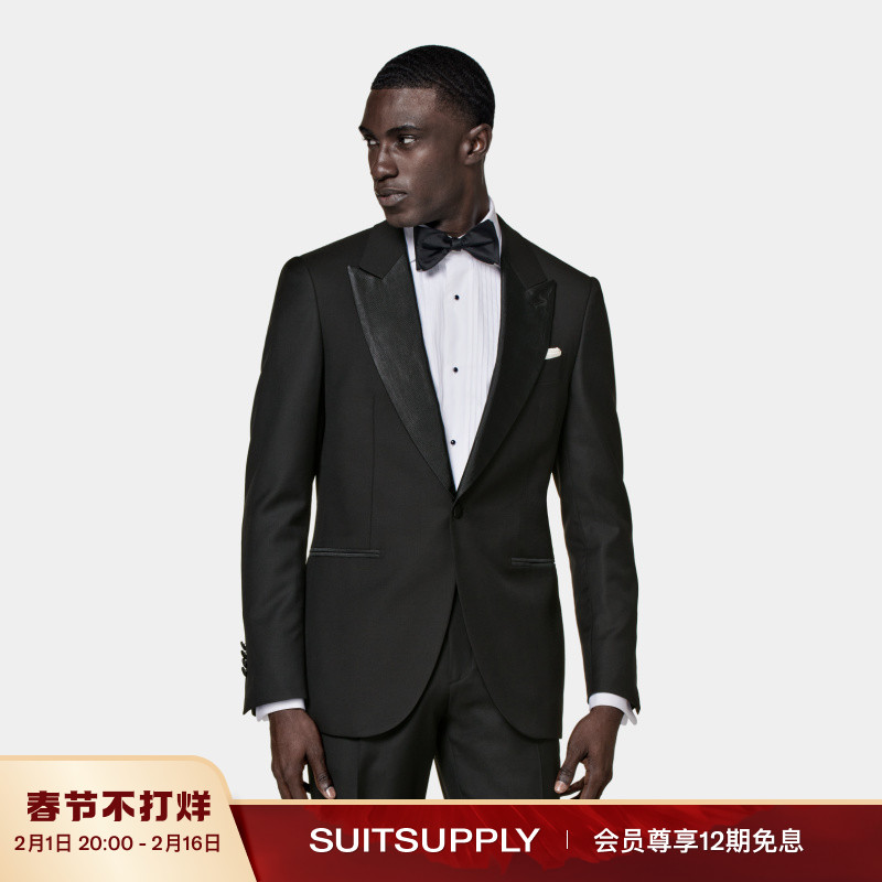 SUITSUPPLY-Lazio黑色S110支羊毛修身男士礼服西装上衣