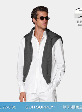 26夏季新品SUITSUPPLY白色棉经典领休闲衬衫