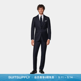 四季 经典 西装 套装 商务男士 款 SUITSUPPLY藏青色羊毛西服修身