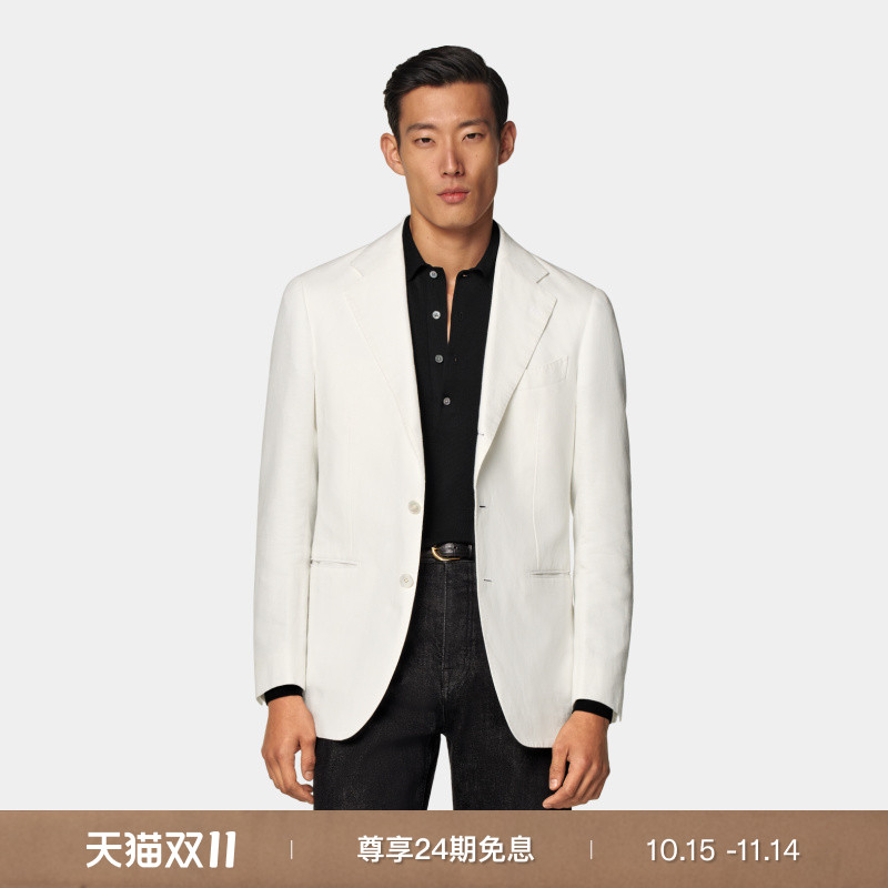 Suitsupply米白色亚麻混纺西服