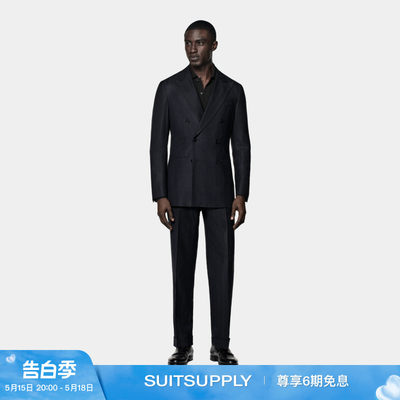 Suitsupply藏青色羊毛混纺西装