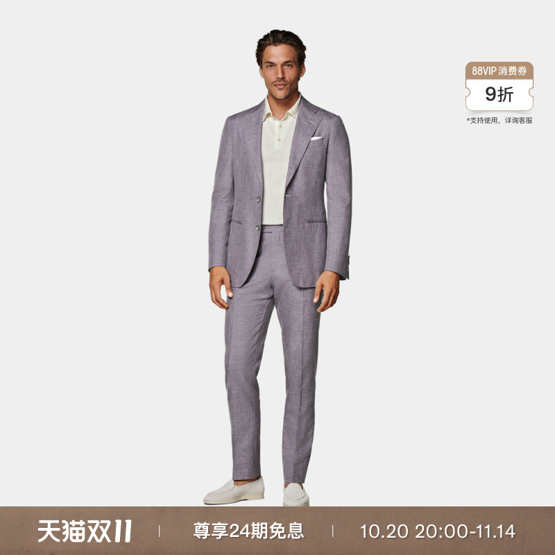 Suitsupply紫色羊毛混纺西装