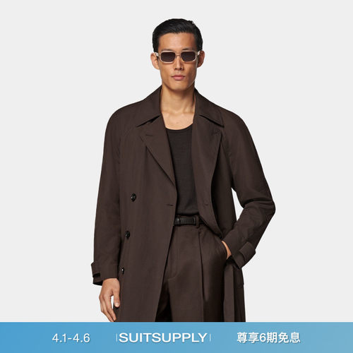 SUITSUPPLY深棕色束腰男士风衣夹克休闲