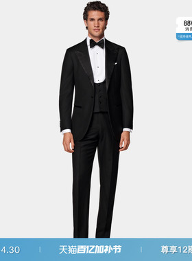 SUITSUPPLY黑色S110支羊毛男士西装礼服背心马甲内搭