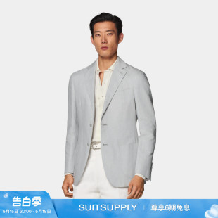 商务男士 西装 SUITSUPPLY浅灰色亚麻棉混纺西服修身 夏季 上衣