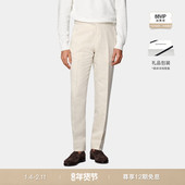SUITSUPPLY沙砾色亚麻棉混纺商务长裤