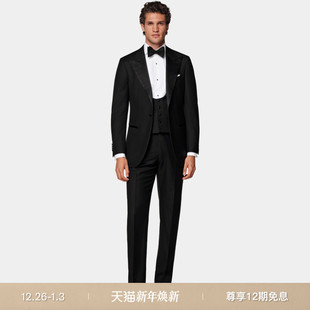 礼服背心马甲内搭 西装 SUITSUPPLY秋季 黑色S110支羊毛男士