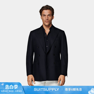 上衣 西装 男士 SUITSUPPLY藏青色Traveller四股羊毛双排扣西服修身