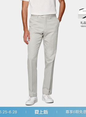 26夏季新品SUITSUPPLY浅灰色棉混纺直筒修身卡其裤