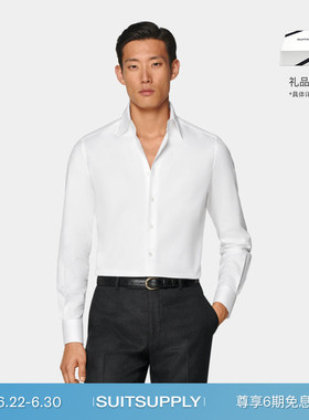 SUITSUPPLY白色埃及棉尖角领男士合体衬衫商务