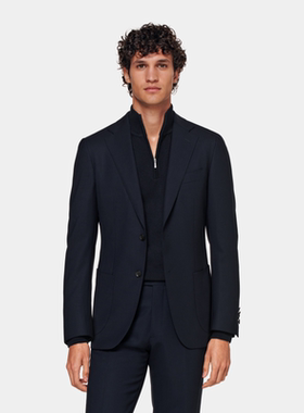 奥莱SUITSUPPLY-藏青色Traveller羊毛易打理修身商务男士西装上衣