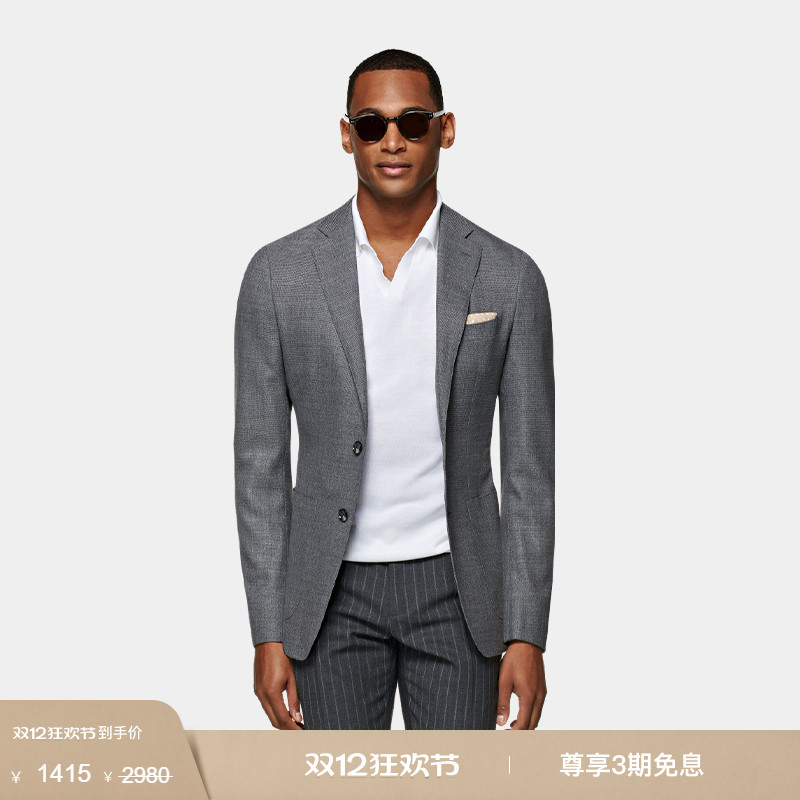 灰色羊毛商务休闲男士西装