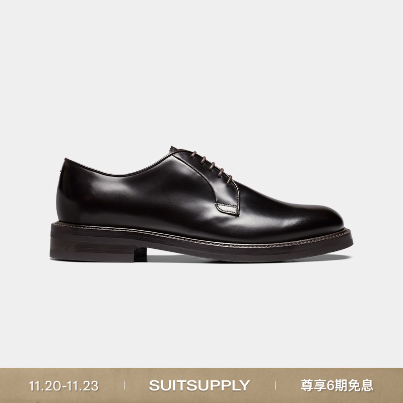 Suitsupply棕色牛皮革德比鞋