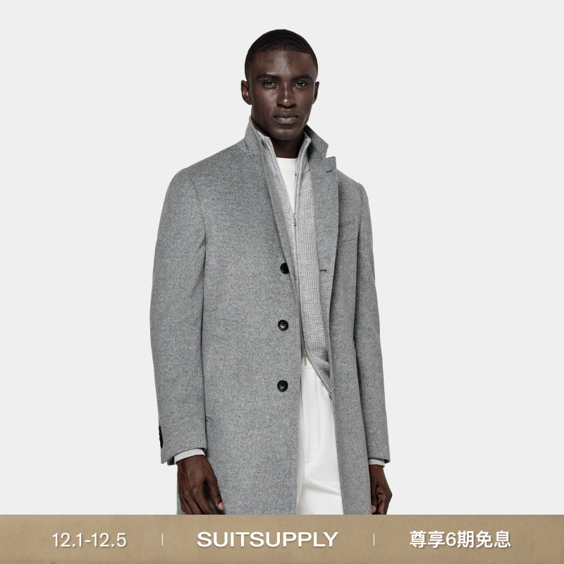 Suitsupply浅灰色羊毛毛呢大衣