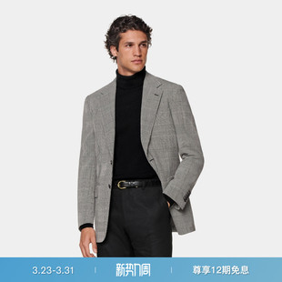 SUITSUPPLY西服外套黑色羊毛格纹休闲男士 上衣 西装