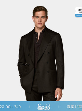 SUITSUPPLY-深棕色S120支羊毛法兰绒商务休闲西装上衣外套