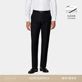 款 SUITSUPPLY黑色S110支羊毛直筒男士 经典 正装 长裤