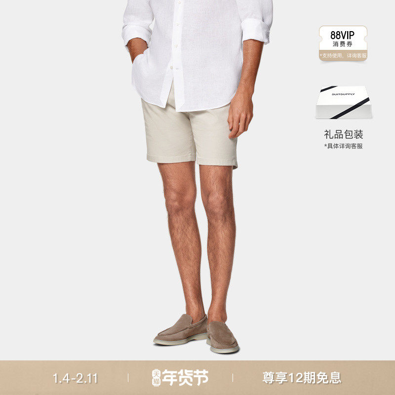 SUITSUPPLY夏季砂砾色弹力棉男士短裤修身裤型,男装,短裤,淘宝优惠券,粉丝福利购,淘宝优惠卷