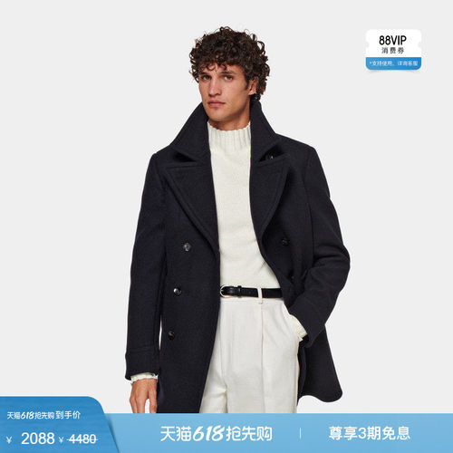 Suitsupply藏青色羊毛毛呢大衣