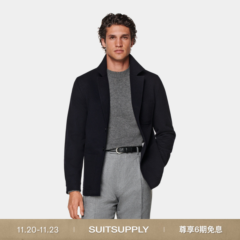 Suitsupply藏青色羊毛夹克外套