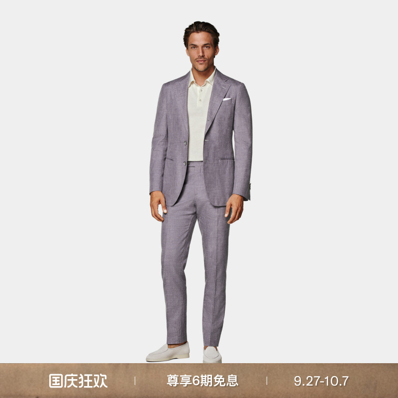 Suitsupply紫色羊毛混纺西装