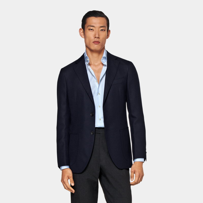 SUITSUPPLY藏青色羊毛休闲西服外套男士西装上衣