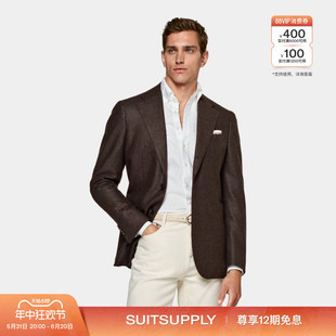 SUITSUPPLY棕色羊毛商务休闲西服修身 西装 上衣 男士