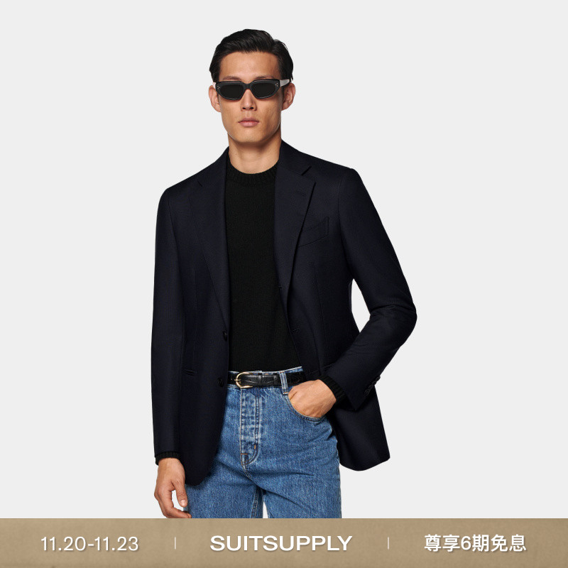 Suitsupply藏青色四股羊毛西服