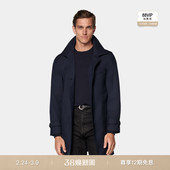 SUITSUPPLY藏青色羊毛休闲男士 风衣外套休闲宽松易搭