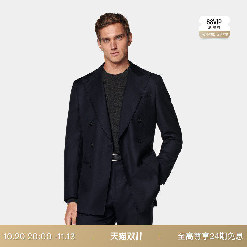 SUITSUPPLY外套藏青色S110支羊毛男士西装上衣经典