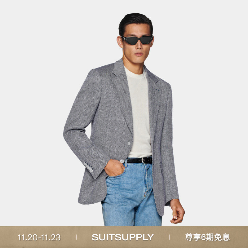 Suitsupply藏青色羊毛混纺西服