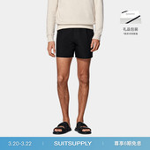 短裤 SUITSUPPLY夏季 意大利面料黑色棉直筒男士