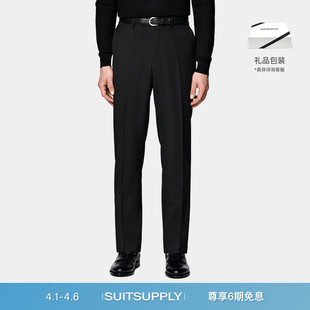 SUITSUPPLY黑色S110支羊毛直筒修身 长裤 正装 男士