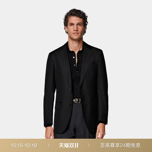 SUITSUPPLY黑色西服外套S110支羊毛男士西装上衣