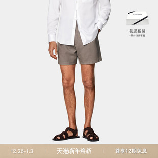 SUITSUPPLY夏季 灰褐色Traveller四股羊毛清凉短裤